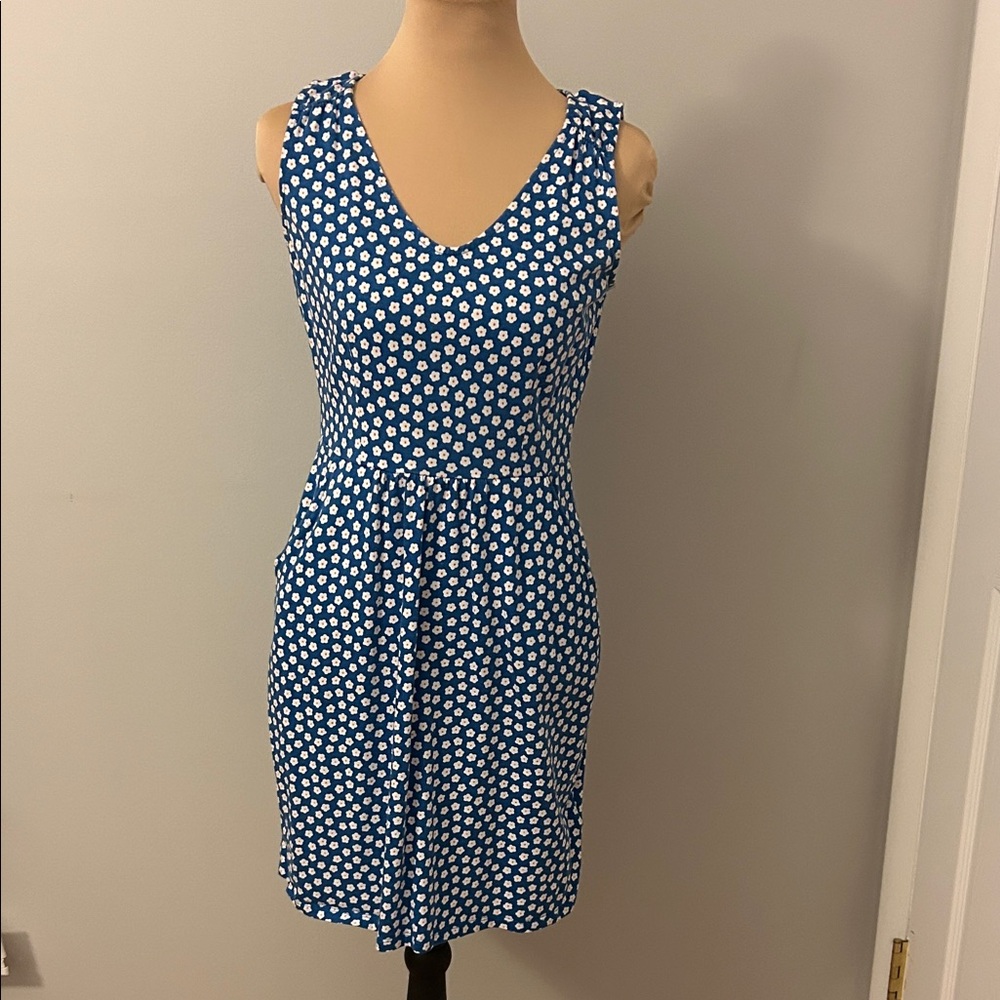 Boden Blue And White Floral Melinda Sleeveless Dress